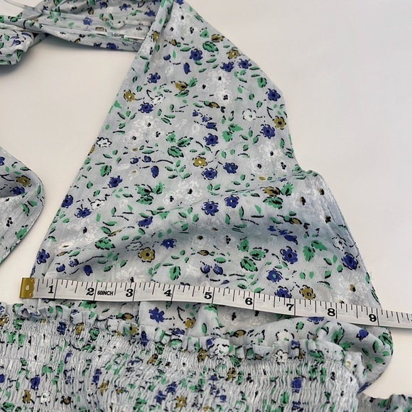 AERIE floral cotton dress backless halter size XL elastic waist ruffle hem - Picture 11 of 16